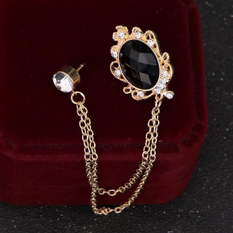 GUAFEIH Men's Gem Brooch Lapel Pin Badge Hanging Chains Collar Brooches Pin for Career Suit Tuxedo of Shirts Tie Hat Scarf for Boyfriend Father Birthday - Image 3